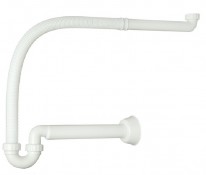 Sifone per lavabo disabili in PP bianco, uscita normalizzata Ø 40, tubo flessibile