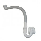 Sifone di scarico, piletta e raccordo flessibile costruito in polipropilene per lavabo Vera 503.  Sifone di scarico, piletta e raccordo flessibile costruito in polipropilene per lavabo Vera 503.