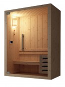 Sauna Smartlevel 1812 - Sauna finlandese in abete di Svezia (sia parte interna che esterna), arredi interni in legno atermico Abachi, vetrata frontale in cristallo temperato 8 mm, stufa elettrica[...]