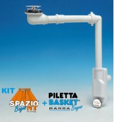 Kit “SPAZIO BAGNO NT” ispezionabile - Piletta bagno bassa tappo a fungo uscita Ø 32-40