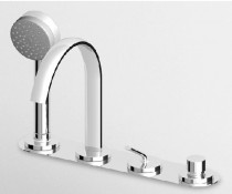 BORDO-VASCA Miscelatore monocomando 4 fori con bocca fissa, doccia estraibile Z94171, flessibile da 1500 mm. BORDO-VASCA Miscelatore monocomando 4 fori con bocca fissa, doccia estraibile Z94171, flessibile da 1500 mm.