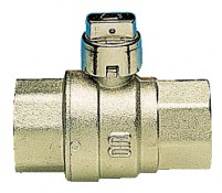 S.0251 Valvola a sfera 2 femmine a passaggio totale con cappuccio di piombatura, nichelata S.0251 Valvola a sfera 2 femmine a passaggio totale con cappuccio di piombatura, nichelata