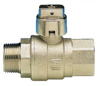 S.0252 Valvola a sfera maschio/femmina a passaggio totale con cappuccio di piombatura, nichelata S.0252 Valvola a sfera maschio/femmina a passaggio totale con cappuccio di piombatura, nichelata