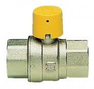 S.0257 Valvola a sfera 2 femmine a passaggio totale con cappuccio giallo piombabile, per colonne montanti GAS, nichelata S.0257 Valvola a sfera 2 femmine a passaggio totale con cappuccio giallo piombabile, per colonne montanti GAS, nichelata