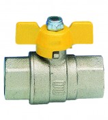 S.0277 Valvola a sfera 2 femmine a passaggio totale per gas con farfalla gialla, nichelata S.0277 Valvola a sfera 2 femmine a passaggio totale per gas con farfalla gialla, nichelata