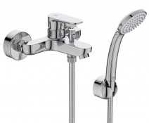 Miscelatore monocomando esterno per vasca/doccia, Limitatore della temperatura,  Raccordi ad S orientabili per interasse da 137 mm a 163 mm, con accessori doccia Miscelatore monocomando esterno per vasca/doccia, Limitatore della temperatura,  Raccordi ad S orientabili per interasse da 137 mm a 163 mm, con accessori doccia