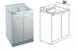 Mobile idrofugo a due ante, con vasca e asse in termoplastico, prof. 50 cm. Mobile idrofugo a due ante, con vasca e asse in termoplastico, prof. 50 cm.
