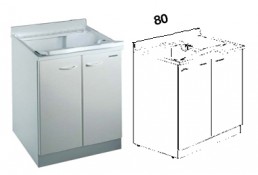 Mobile idrofugo a due ante, con vasca e asse in termoplastico, L. 80 cm Mobile idrofugo a due ante, con vasca e asse in termoplastico, L. 80 cm