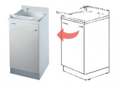 Mobile idrofugo ad una anta con vasca e asse in termoplastico, cerniere A SINISTRA Mobile idrofugo ad una anta con vasca e asse in termoplastico, cerniere A SINISTRA