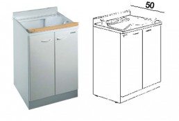 Mobile idrofugo con asse in legno a due ante, con vasca in termoplastico, prof. 50 cm.  Mobile idrofugo con asse in legno a due ante, con vasca in termoplastico, prof. 50 cm.