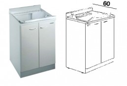 Mobile idrofugo a due ante, con vasca e asse in termoplastico, prof. 60 cm. Mobile idrofugo a due ante, con vasca e asse in termoplastico, prof. 60 cm.