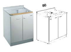 Mobile idrofugo con asse in legno a due ante, con vasca in termoplastico, L. 80 cm Mobile idrofugo con asse in legno a due ante, con vasca in termoplastico, L. 80 cm