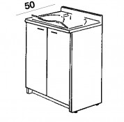 Mobile idrofugo (L60-P50 cm.) a 2 ante con vasca e asse in termoplastico 