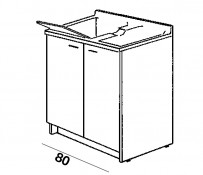 Mobile idrofugo (L80-P60 cm.) a 2 ante con vasca e asse in termoplastico Mobile idrofugo (L80-P60 cm.) a 2 ante con vasca e asse in termoplastico