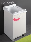 Mobile idrofugo ad 1 anta con vasca e asse in termoplastico, con cesto portabiancheria, cerniere sx Mobile idrofugo ad 1 anta con vasca e asse in termoplastico, con cesto portabiancheria, cerniere sx