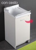 Mobile idrofugo ad 1 anta con vasca e asse in termoplastico, con cesto portabiancheria, cerniere dx Mobile idrofugo ad 1 anta con vasca e asse in termoplastico, con cesto portabiancheria, cerniere dx