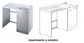 Mobile idrofugo per inserimento lavatrice a SINISTRA, completo di vasca e asse in termoplastico, e cestone porta biancheria Mobile idrofugo per inserimento lavatrice a SINISTRA, completo di vasca e asse in termoplastico, e cestone porta biancheria