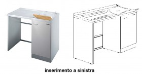 Mobile idrofugo per inserimento lavatrice a SINISTRA, completo di vasca e asse in legno Mobile idrofugo per inserimento lavatrice a SINISTRA, completo di vasca e asse in legno