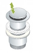 3530 - Piletta CLICKER lavabo alta 60 mm controdado cilindrico H 40, senza troppo pieno