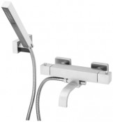 Miscelatore termostatico esterno vasca con pulsante di sicurezza 38° con insieme doccia '' Duplex''  Miscelatore termostatico esterno vasca con pulsante di sicurezza 38° con insieme doccia '' Duplex''